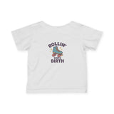 Adorable Infant Fine Jersey Tee - 'Rollin' Since Birth' Graphic