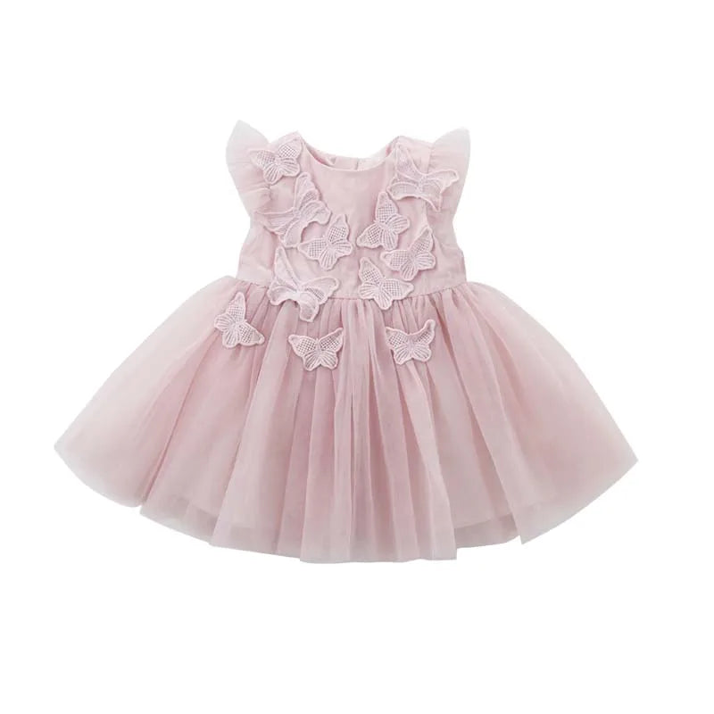 Baby Girl Butterfly Embroidered Chiffon Dress
