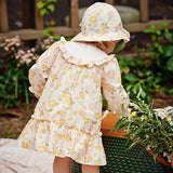 Girl Floral Cotton Dress – Long Sleeve Party Outfit