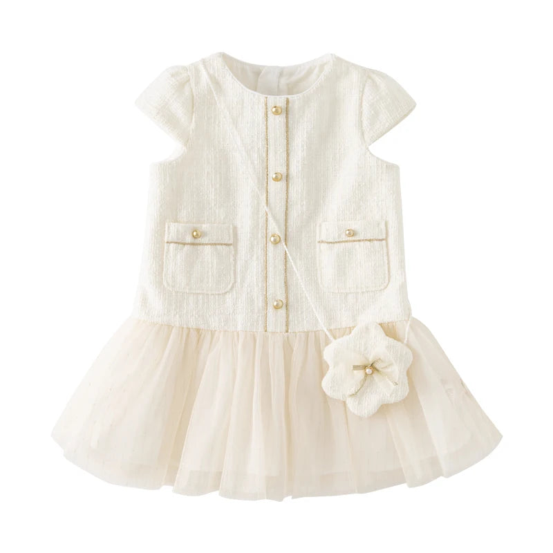 Girl Party Dress with Matching Bag – Mesh Sleeveless