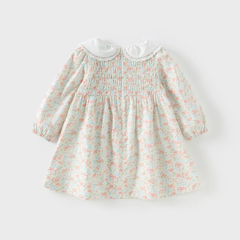 Girl Floral Long Sleeve Dress – Casual Autumn Look