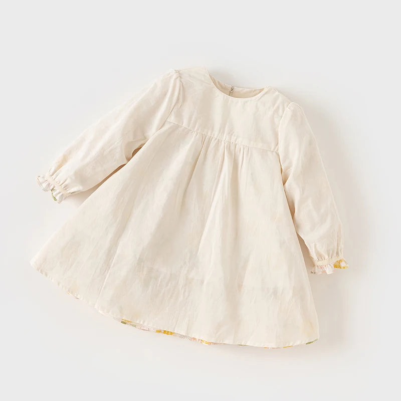 Girl Floral Cotton Dress – Long Sleeve Party Outfit