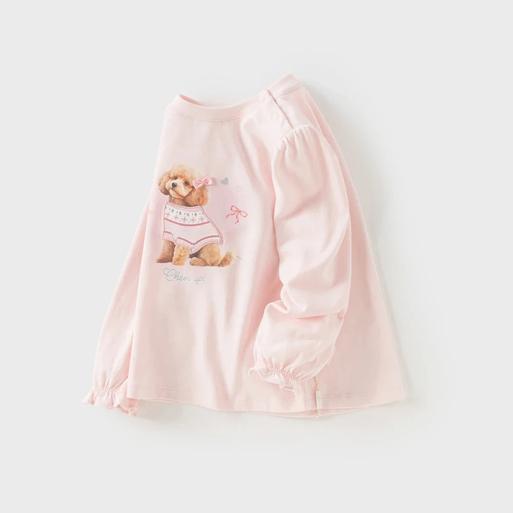 Girl Cotton T-Shirt – Puppy Print