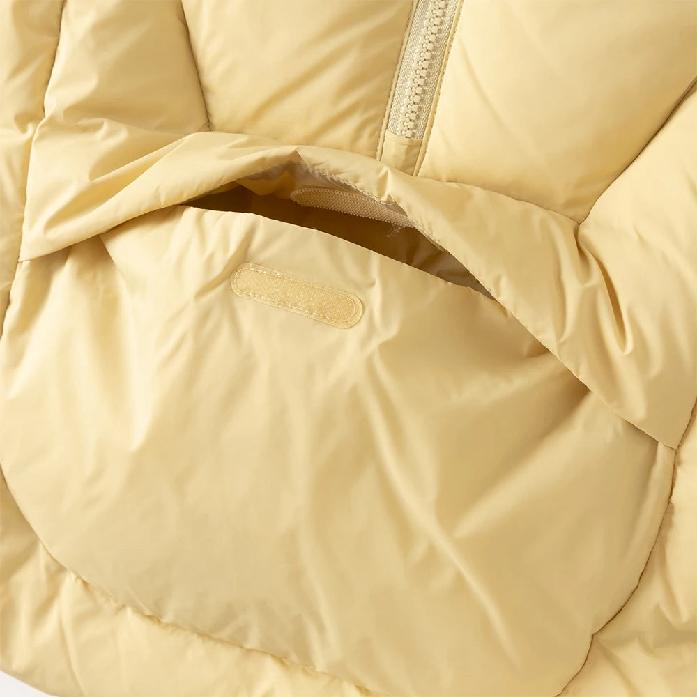 Girls Plush Hooded Down Jacket – Waterproof Outerwear