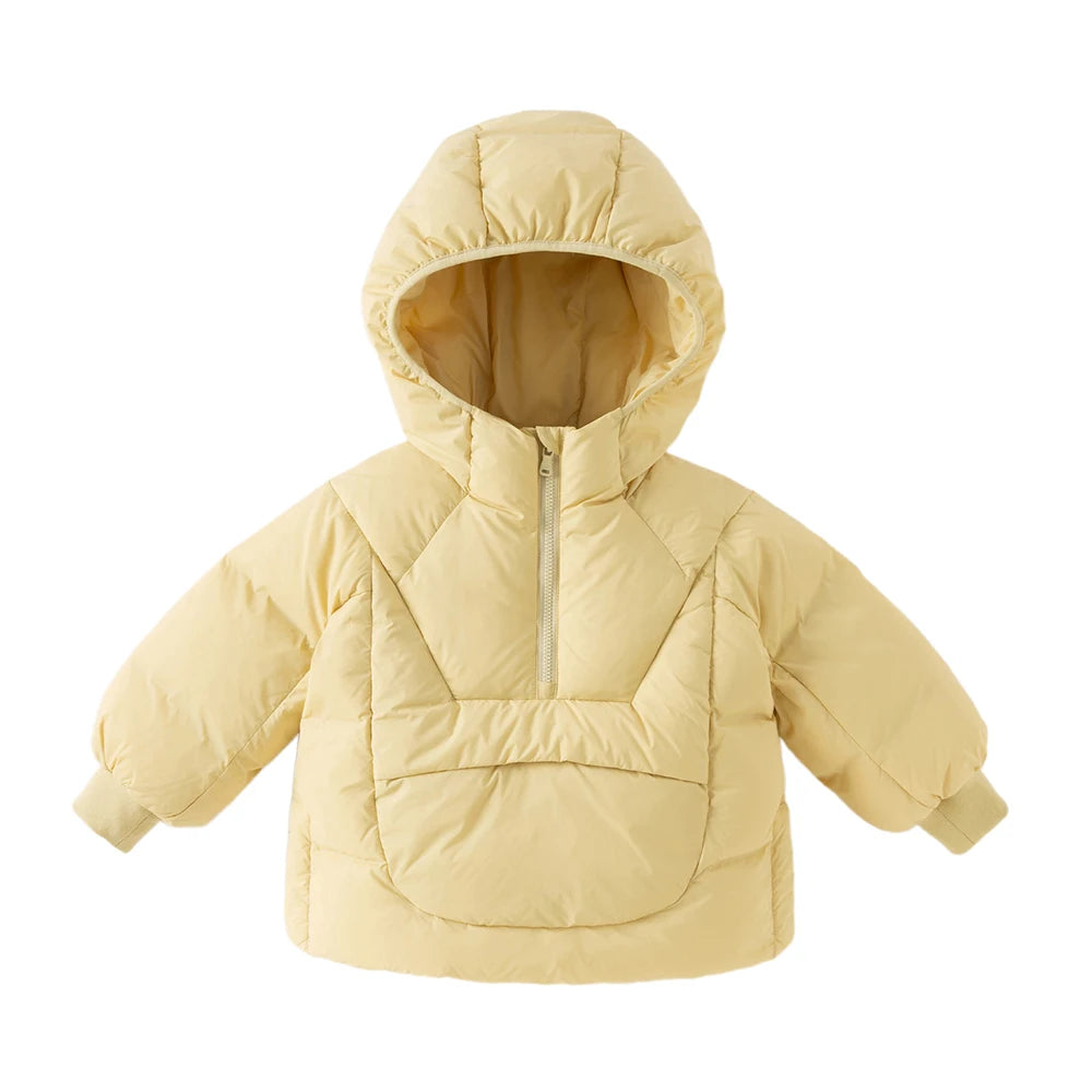 Girls Plush Hooded Down Jacket – Waterproof Outerwear