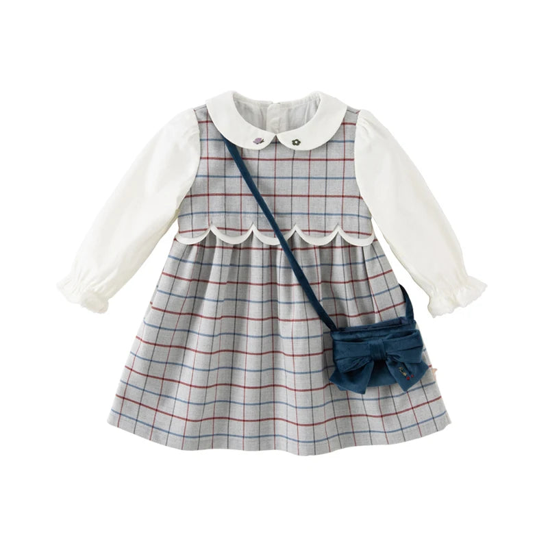Girl Plaid Long Sleeve Dress – Autumn Casual Outfit