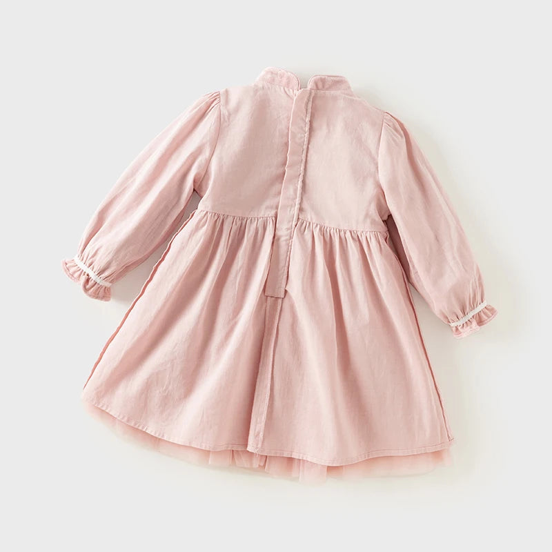 Baby Girl Pink Mesh Dress – Long Sleeve Princess Style