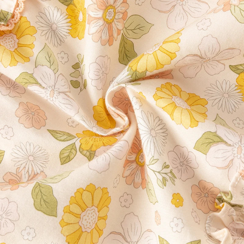 Girl Floral Cotton Dress – Long Sleeve Party Outfit