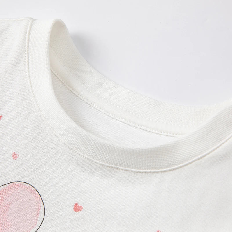 Baby Girl Cotton Puff Sleeve Tee – White