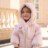 Girls 2-Piece Down Jacket Set – Plush Hat Pink Outfit