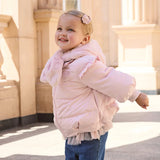 Girls 2-Piece Down Jacket Set – Plush Hat Pink Outfit