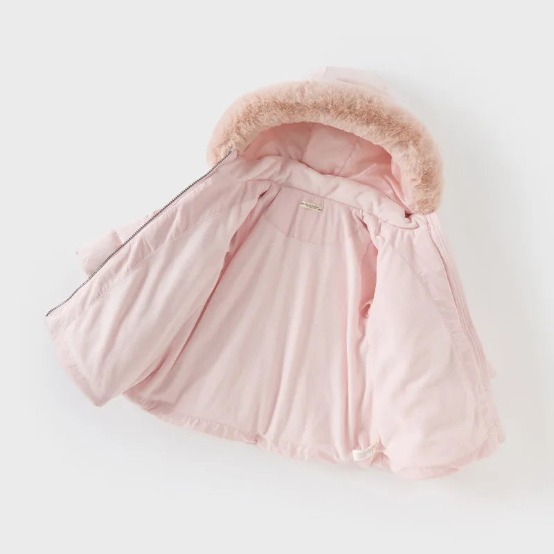 Girls Thick Down Parka – Windproof Outdoor Coat