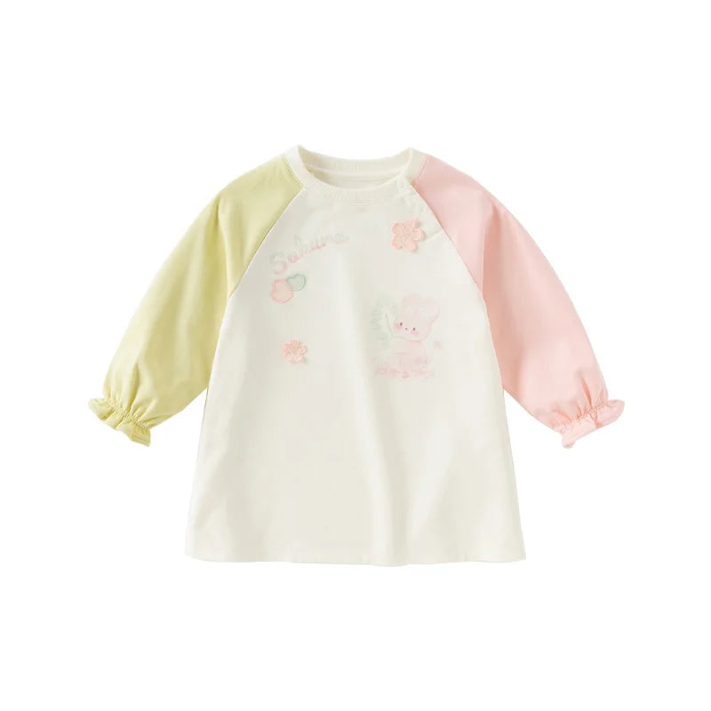 Girl Knitted Long Sleeve Dress – Cartoon Pattern