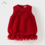 Baby Girl Plush Ruffled Dress – Winter Princess Style
