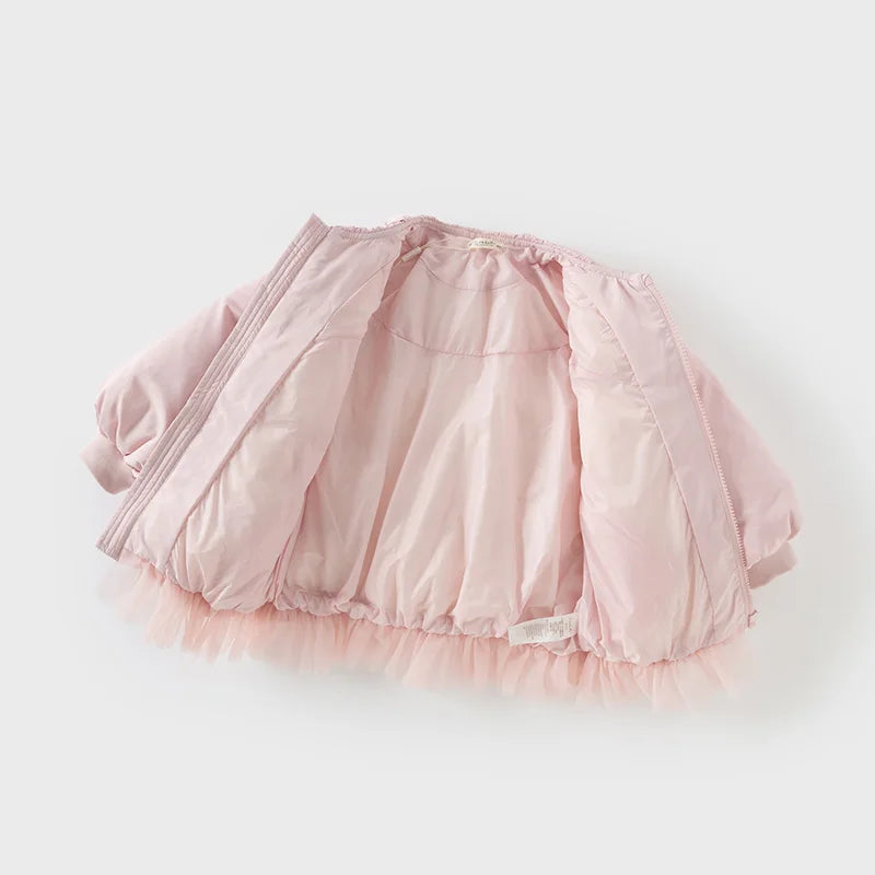 Girls 2-Piece Down Jacket Set – Plush Hat Pink Outfit