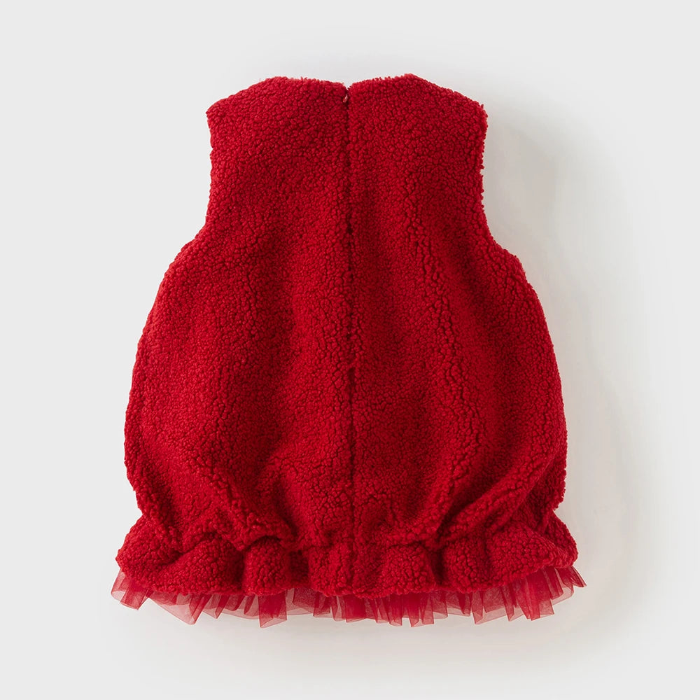 Baby Girl Plush Ruffled Dress – Winter Princess Style