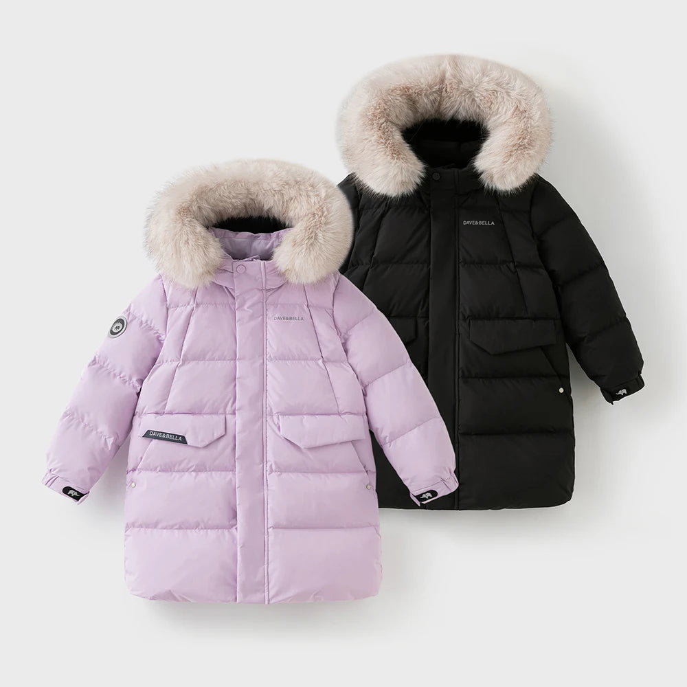Girls Hooded Down Parka – Warm Waterproof Coat