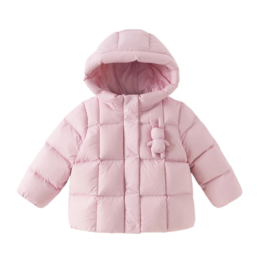 Girls Hooded Duck Down Coat – Waterproof Winter Jacket