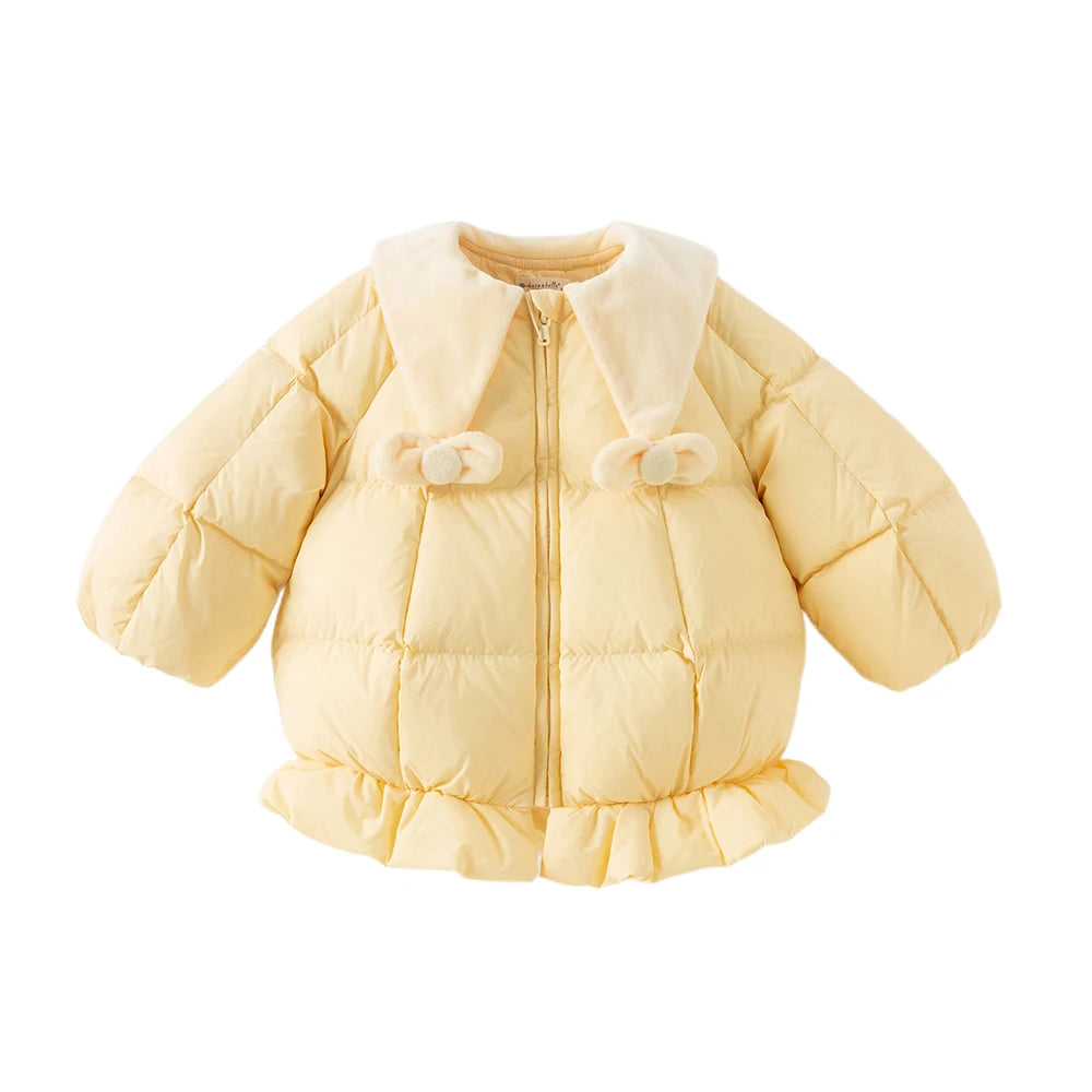 Girls Plush Thick Down Jacket – Long Sleeve Warm Coat