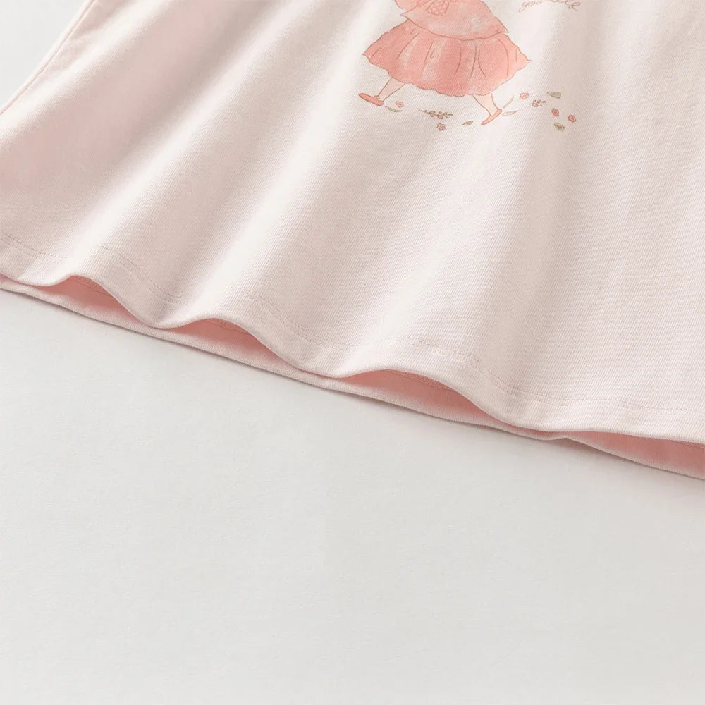 Girl Cartoon Cotton Tee – Sweet Design