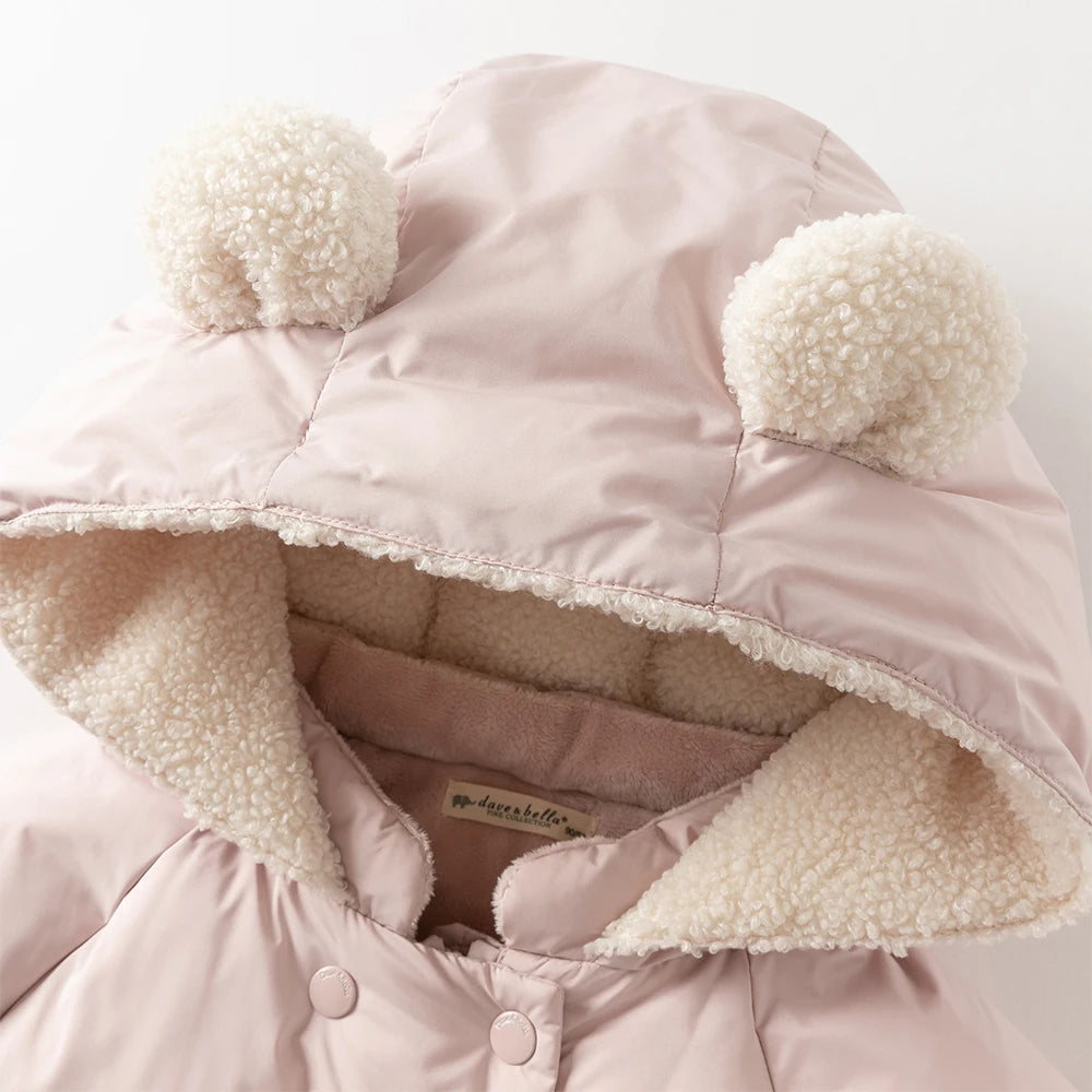 Girls Thick Plush Down Jacket – Warm Waterproof Coat