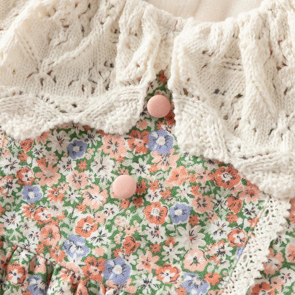 Baby Girl Plush Floral Dress – Warm Autumn Look