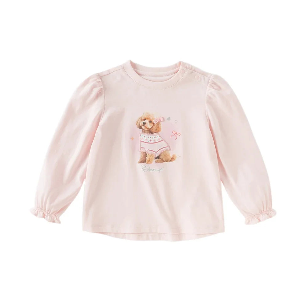 Girl Cotton T-Shirt – Puppy Print