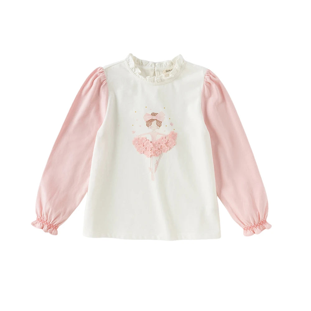 Girl Long Sleeve Cotton Tee – Printed Design