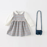 Girl Plaid Long Sleeve Dress – Autumn Casual Outfit