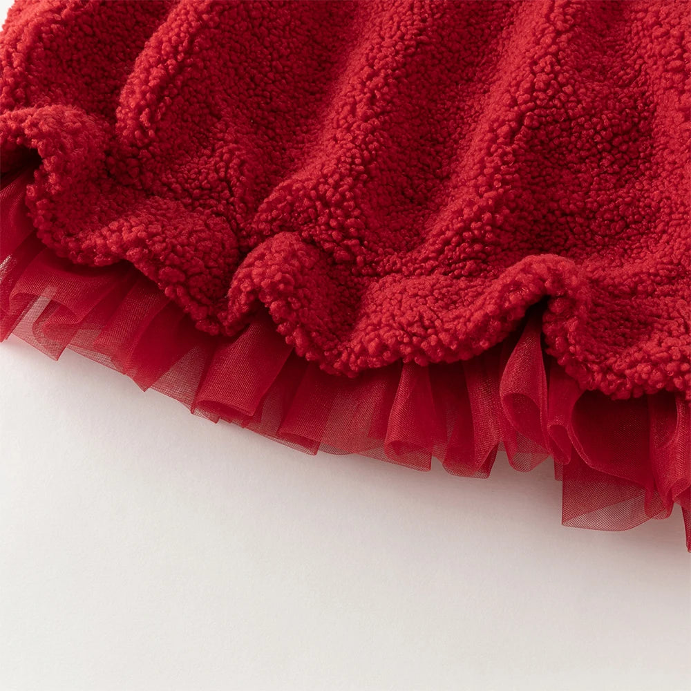 Baby Girl Plush Ruffled Dress – Winter Princess Style