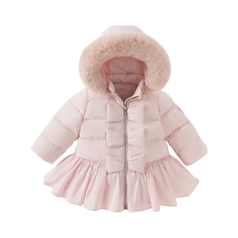 Girls Thick Down Parka – Windproof Outdoor Coat