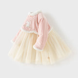 Baby Girl Velvet Mesh Dress – Rabbit Embroidery Design