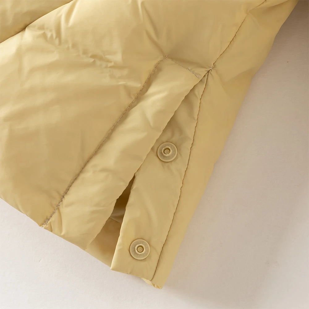 Girls Plush Hooded Down Jacket – Waterproof Outerwear