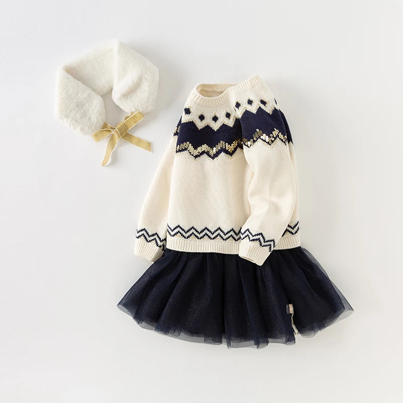 Girl Mesh Lace Dress – Autumn Winter Princess Style