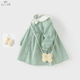 Girl Plaid Cotton Dress – Spring Autumn Princess Style