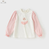 Girl Long Sleeve Cotton Tee – Printed Design