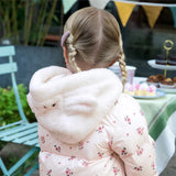Girls Hooded Printed Down Jacket – Pink Winter Coat