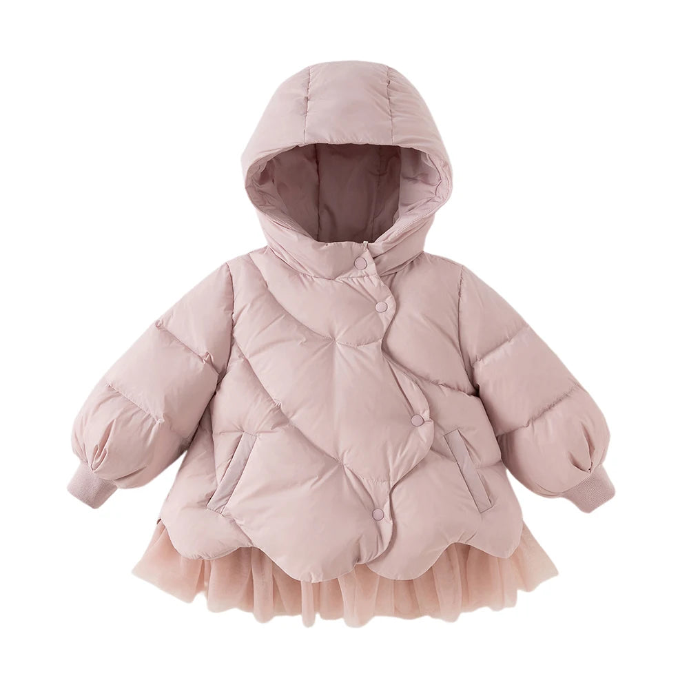 Girls Hooded Down Coat – Long Sleeve Warm Outerwear