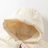 Girls Short Thick Down Jacket – Plush Hooded Coat