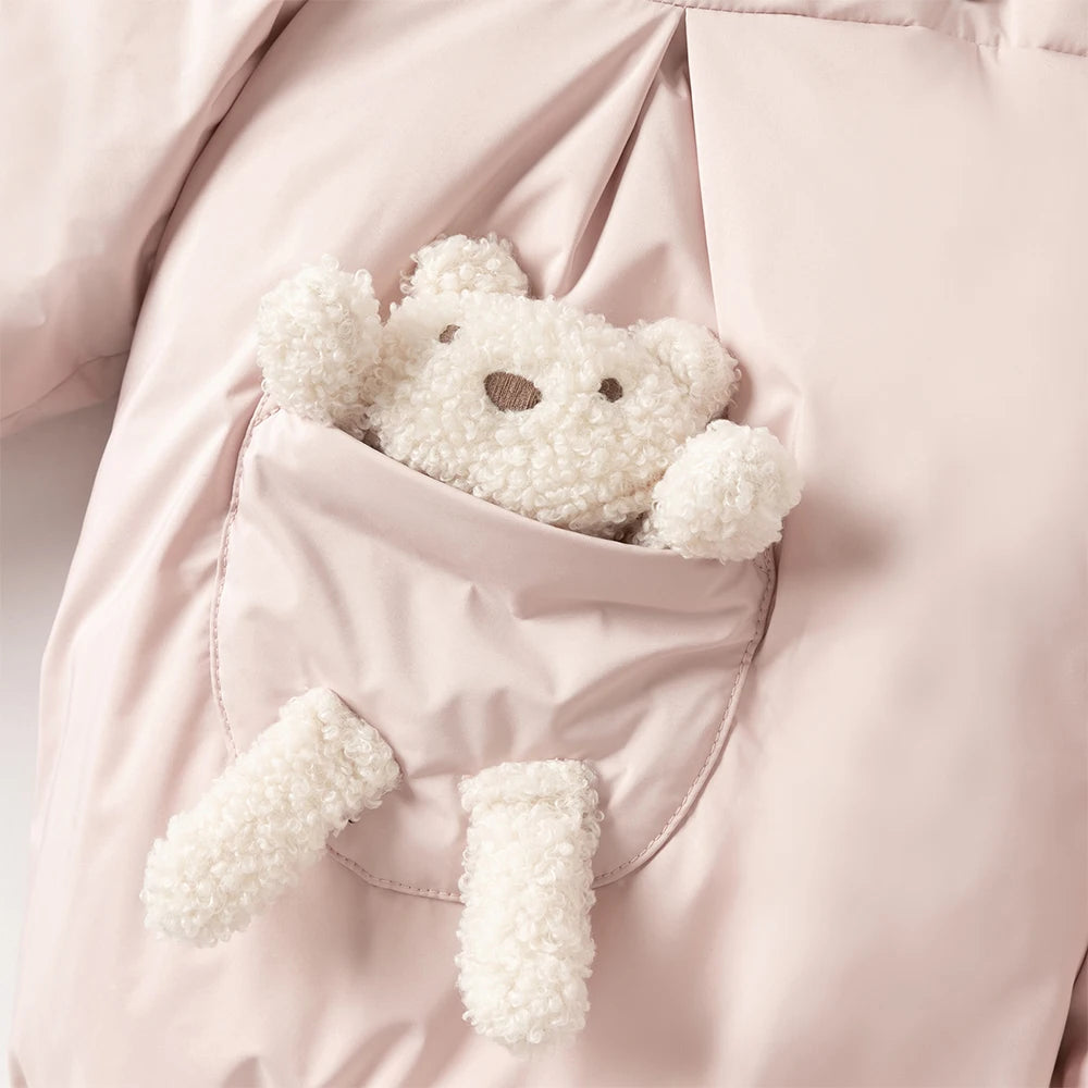 Girls Thick Plush Down Jacket – Warm Waterproof Coat