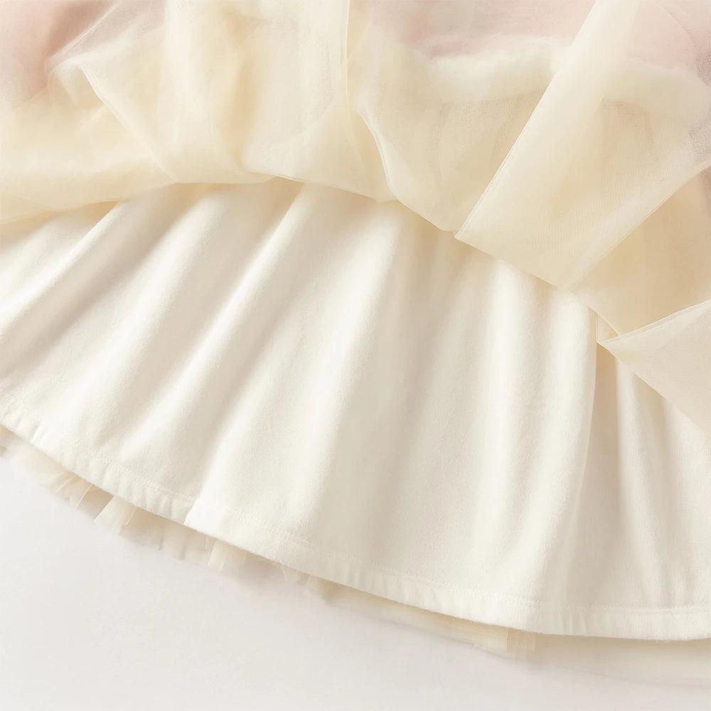 Baby Girl Velvet Mesh Dress – Rabbit Embroidery Design