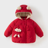 Girls Thick Plush Down Jacket – Warm Waterproof Coat