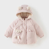 Girls Thick Plush Down Jacket – Warm Waterproof Coat