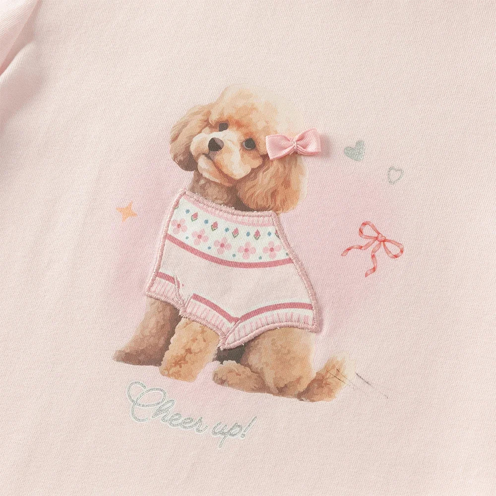 Girl Cotton T-Shirt – Puppy Print