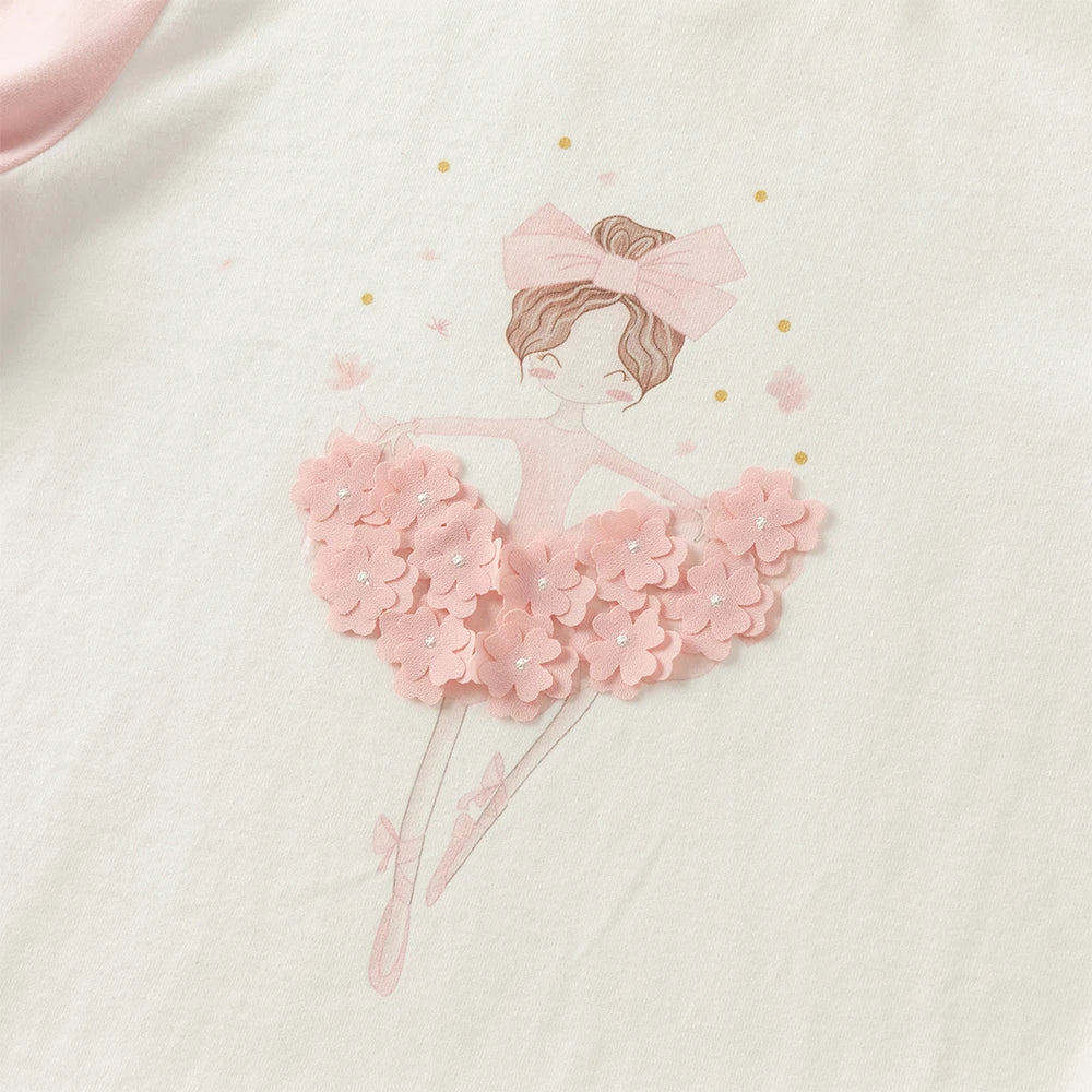 Girl Long Sleeve Cotton Tee – Printed Design