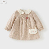 Baby Girl Floral Print Dress – Thick Cotton Winter Style