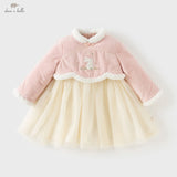 Baby Girl Velvet Mesh Dress – Rabbit Embroidery Design