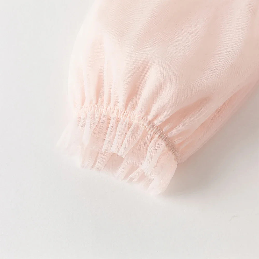 Baby Girl Hanfu-Style Mesh Dress – Pink Embroidery