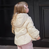 Girls Short Thick Down Jacket – Plush Hooded Coat