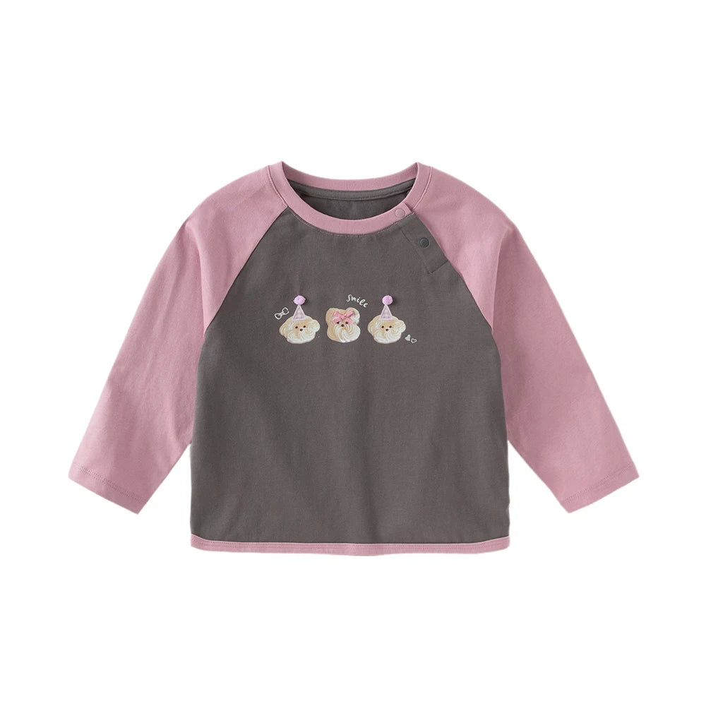 Baby Girl Cotton Tee – Cartoon Print